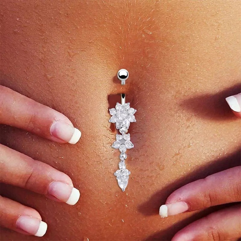 Dangling stars belly button ring naval piercing